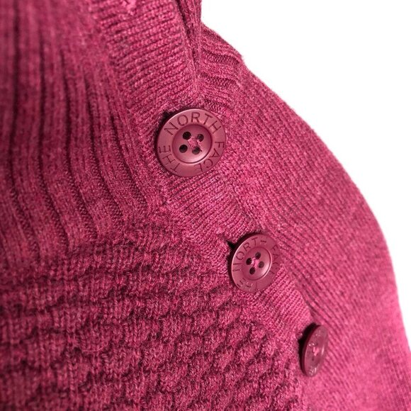 THE NORTH FACE Sweater 4 Button Turtleneck Cotton Wool Blend Plum Women's XS - Picture 4 of 16